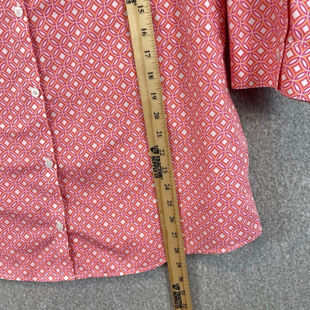 CHICO'S Button Down 3/4th Sleeve Shirt pink & orange Size 2 (US 12) non iron - Picture 4 of 8